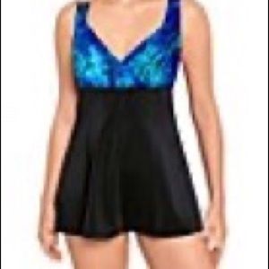 Inches Away Crossover Tummy Control Swim Dress